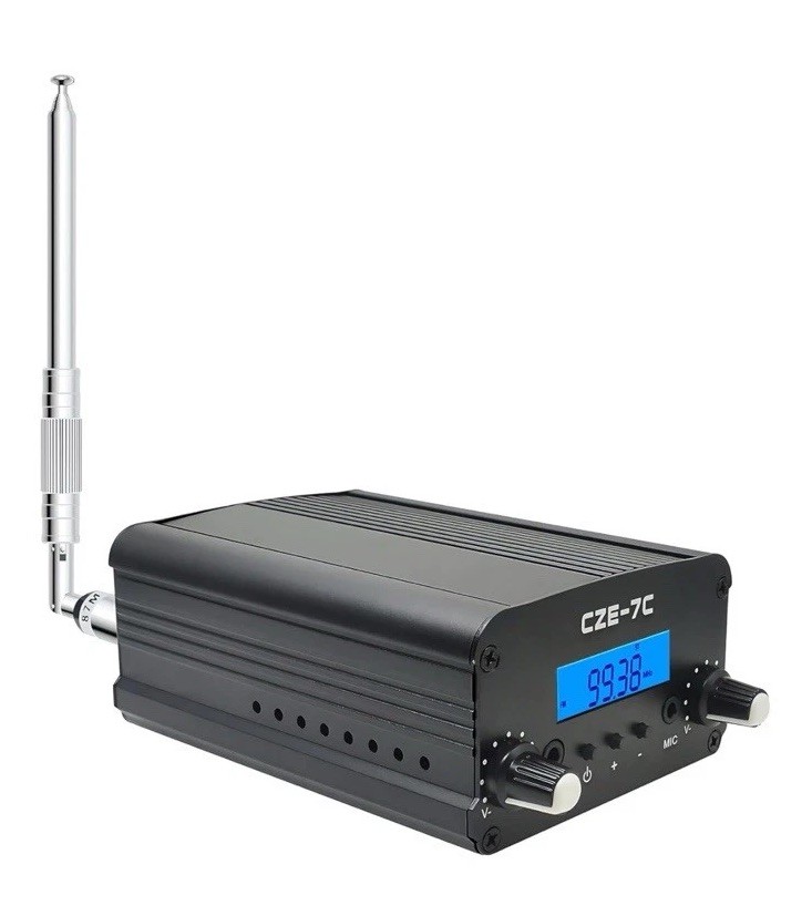 FM Transmitter Church 7/1W Mini Radio Stereo Station PLL Black w/ Antenna CZE7C