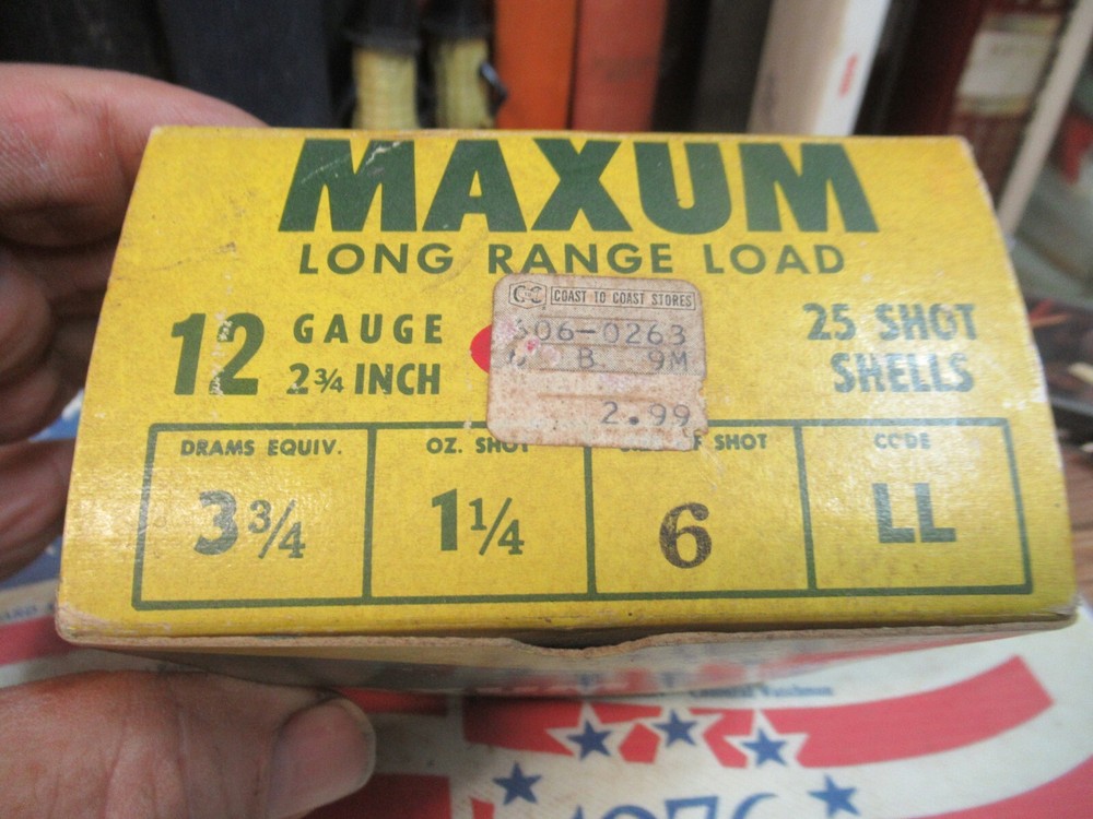 C-I-L MAXUM SHOTGUN SHELL BOX LONG RANGE LOAD PAPER EMPTY 12 GAUGE EMPTY BOX