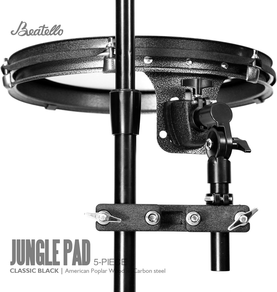 Portable 5pc Drum Set Compact 14 Inch Kit Thin Shell Full Hardware Black