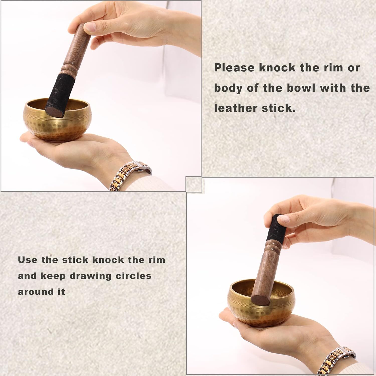 Cuencos Tibetanos De Cuarzo Cuenco De Canto Pequeno Con Mazo y Cojín Tibetan New