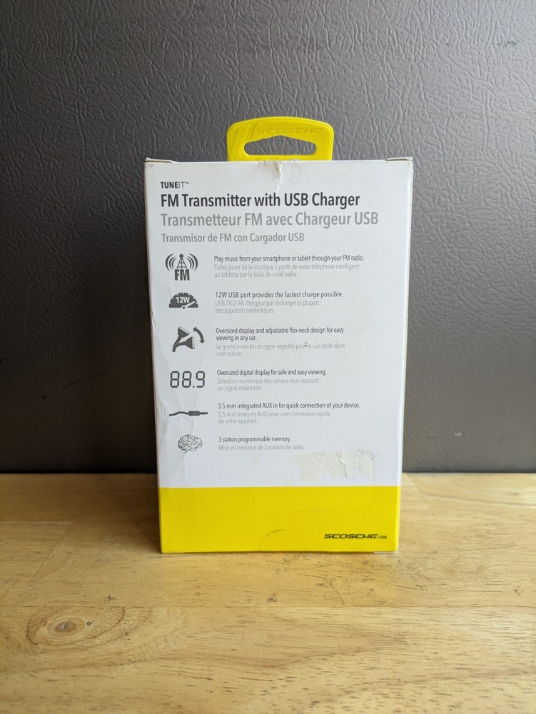 Scosche FM Transmitter with USB Charger for Car Audio System