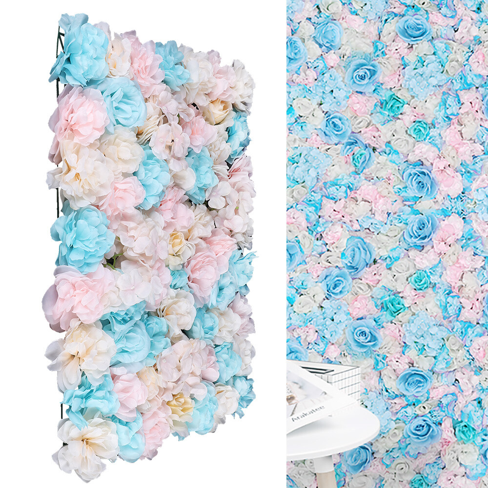 12PCS Artificial Flower Wall Panel White Hydrangea Rose Wedding Backdrop Decor.