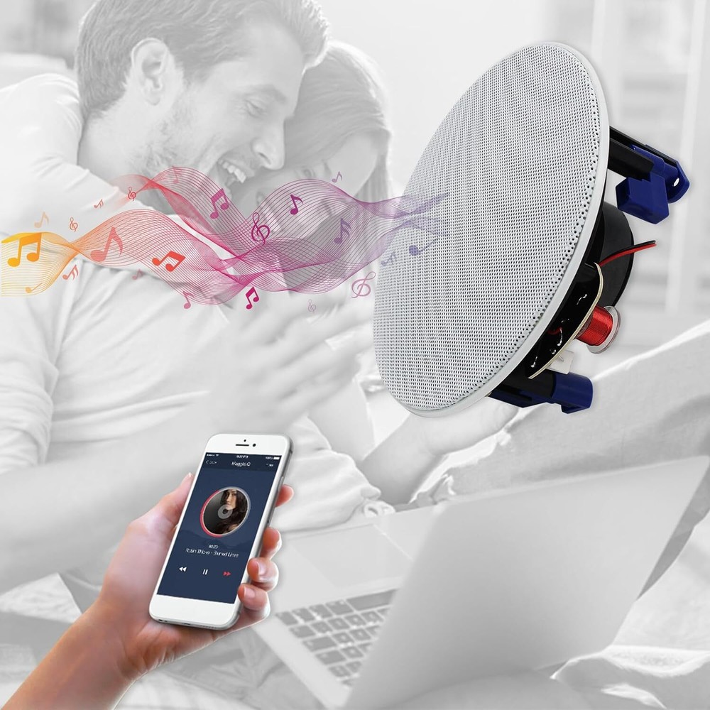 Herdio 4" Flush Mount Wall Bluetooth Ceiling Speakers Kitchen Bedroom Speakers