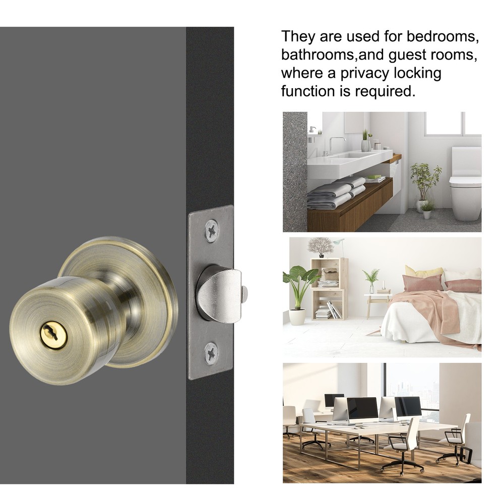 4 Pack Key Entry Door Knobs Interior, Bronze