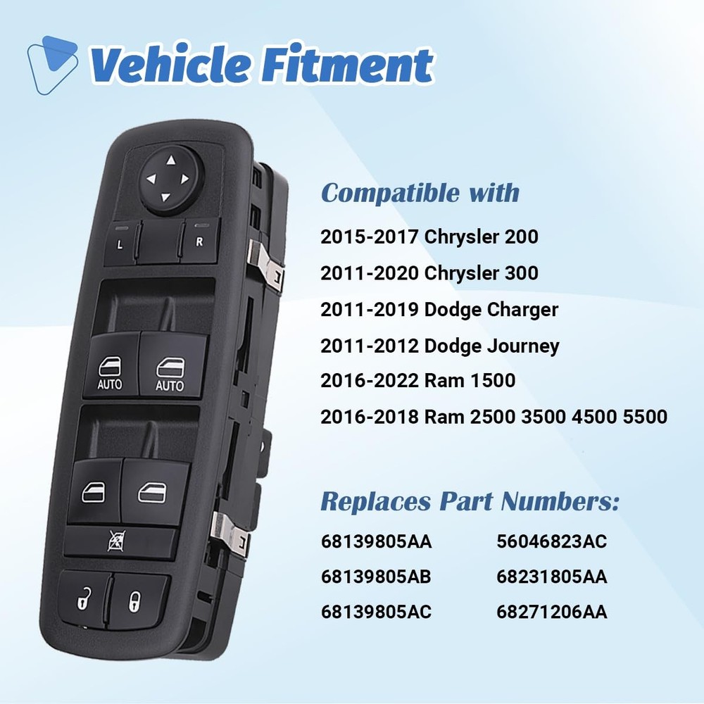 AiYiGu Power Window Switch Main Control Button Compatible with Black