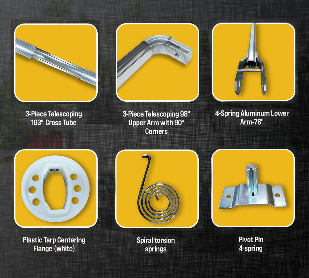 Aluminum Electric 4-Spring Dump Truck Flip Tarp System 24' Bed