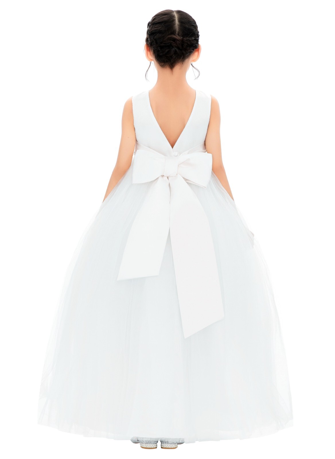 Tulle Flower Girl Dress V-Back Dresses Princess Gown Ball Gowns Tulle Dresses