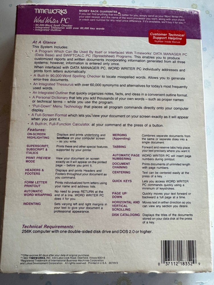 Timeworks Word Writer PC MS-DOS Word Processor Software, Tandy 1000