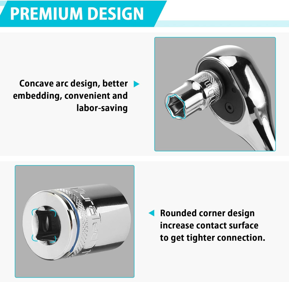 3/8" Drive Socket Set, Metric Socket Set 10PCS, Mechanic Metric Socket Sets with