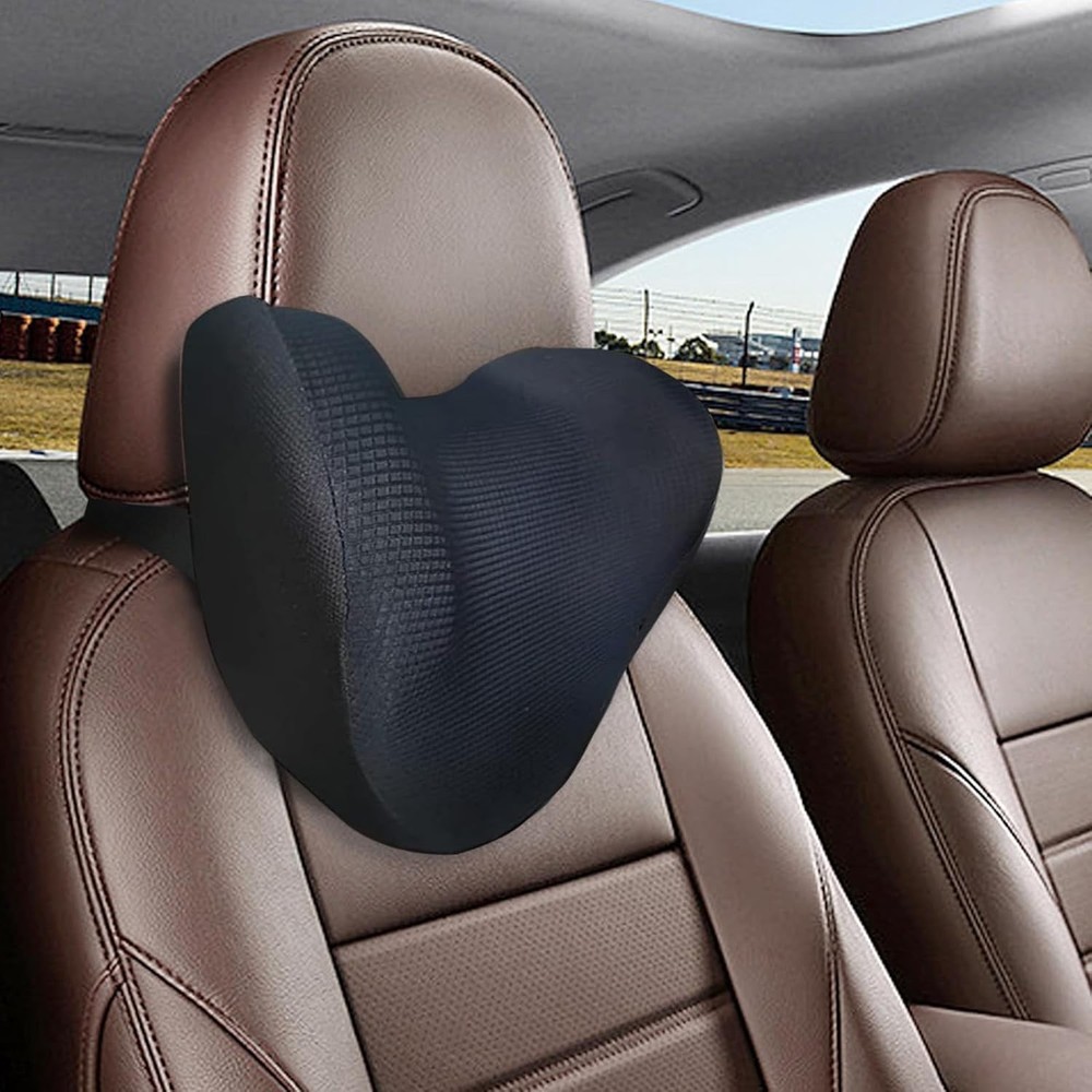 Super Soft Car Headrest Pillow Memory Foam Ergonomic Support Black