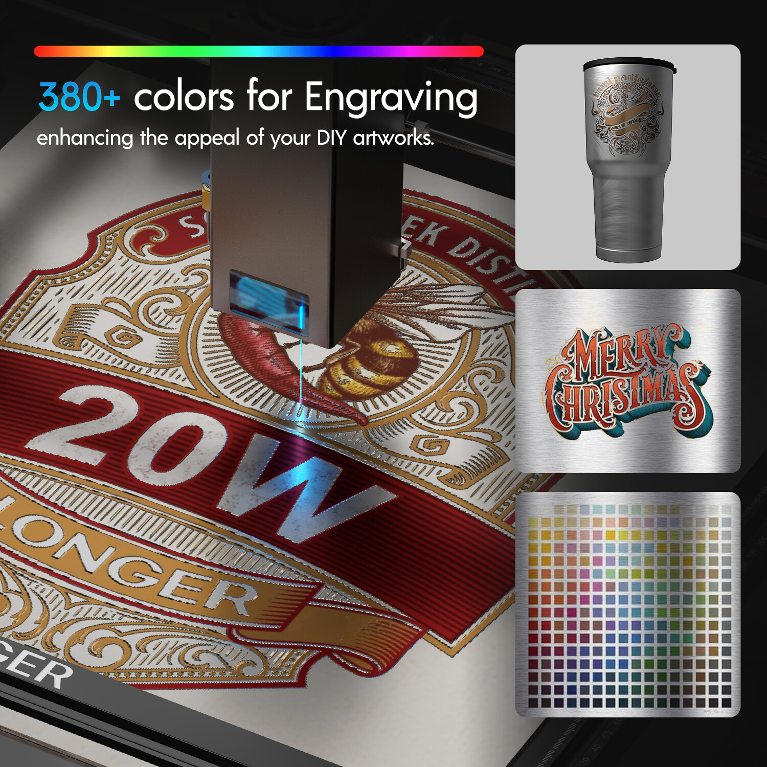 Longer RAY5 20W Laser Engraver Machine w/ 3.5" Touch Screen for DIY Cutting Tool