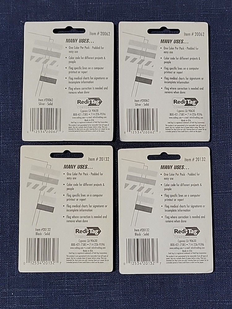 Redi-Tag Remove & Reposition Page Flags (2) Black (2) Silver 300/Flags Per Pack