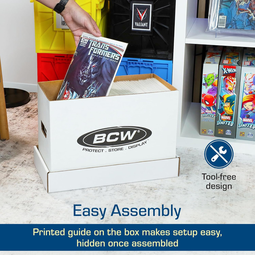BCW Short Comic Storage Box 5-Pack Holds 150–175 Comics Stackable Durable