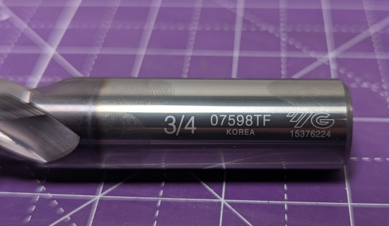 YG-1 07598TF 3/4" Solid Carbide End Mill 4 Flute TiAlN Coated 3/4 Shank 4" OAL N