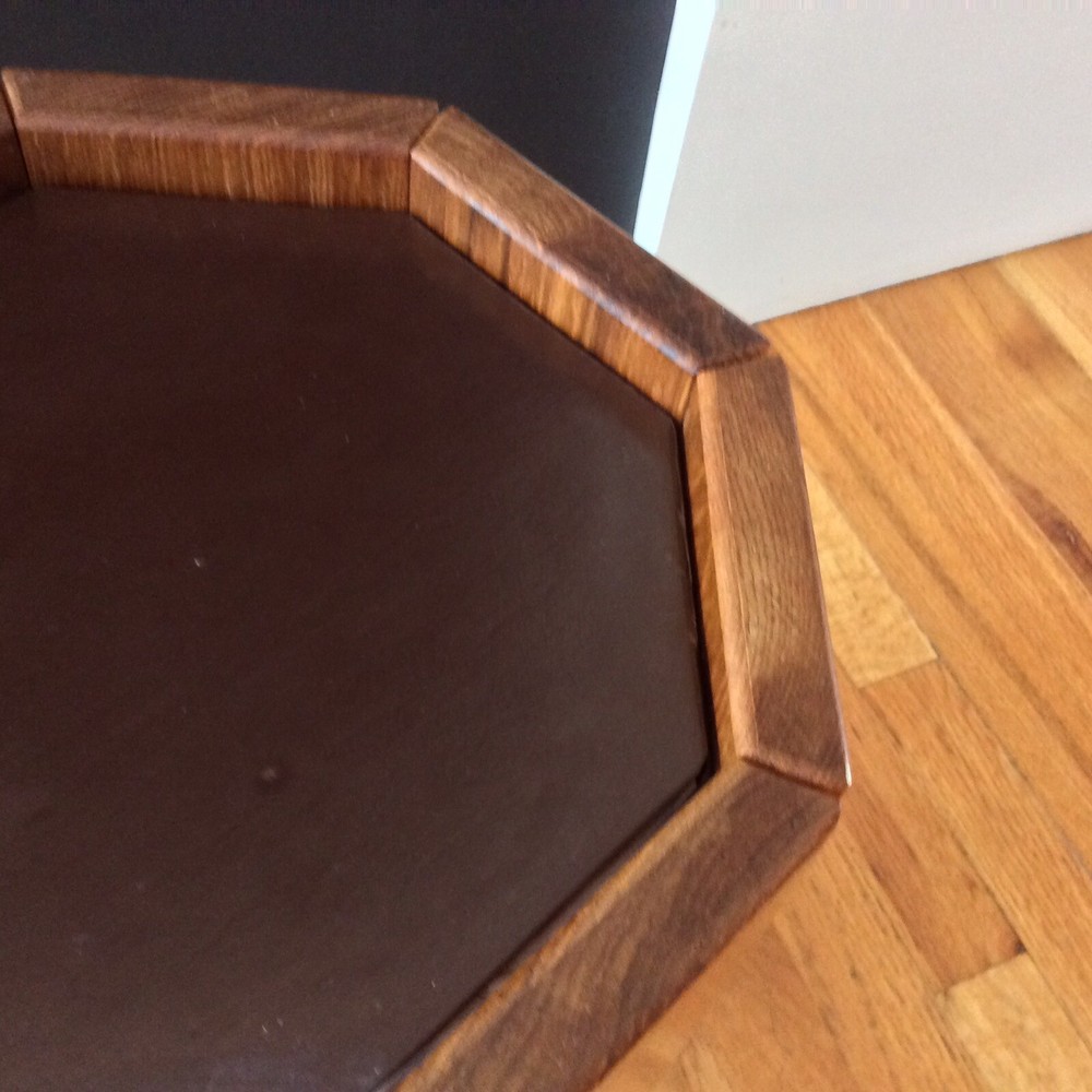 Danish Modern Mid Century Solid Teak Octagon Panel “Umbrella” Stand With Glass