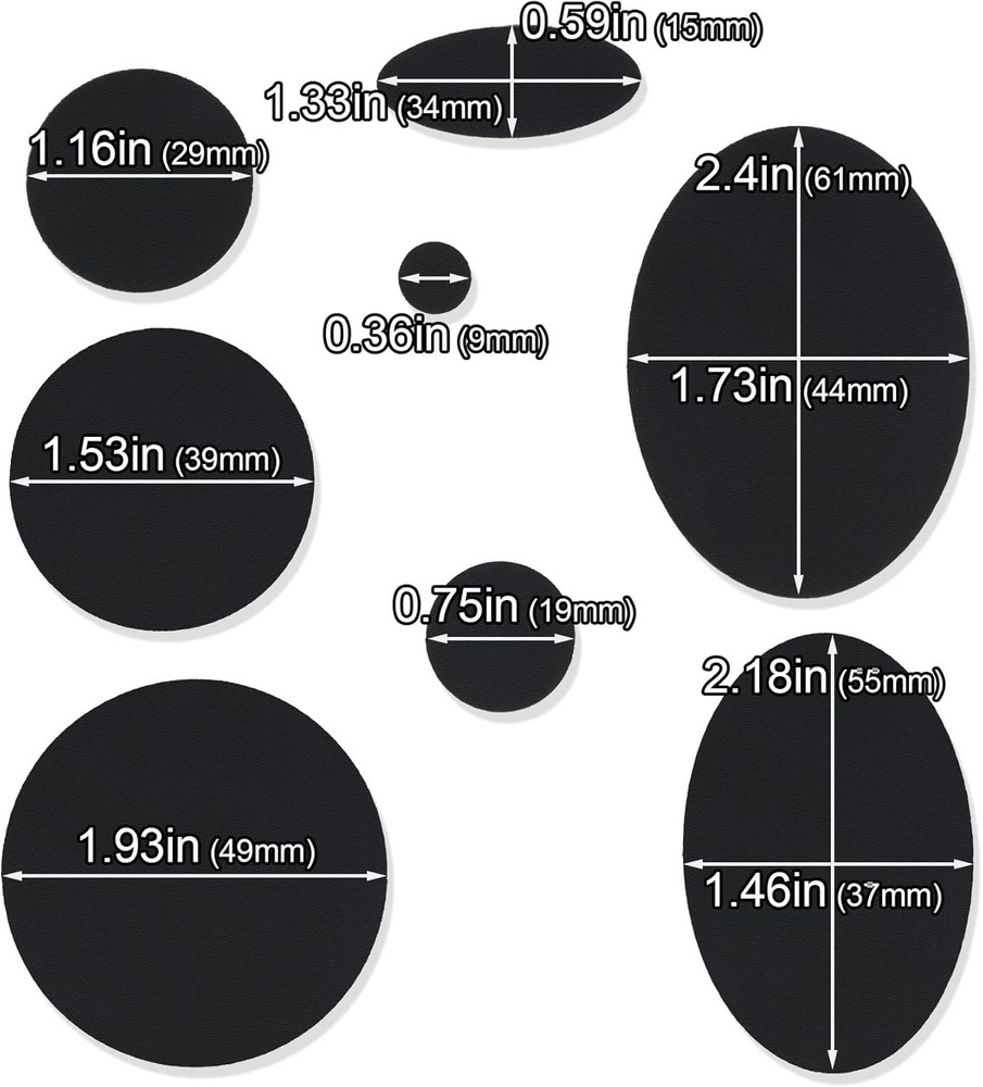 16pcs Puffer Down Jacket Repair Patch Kit, Black Nylon Mixed Size,
