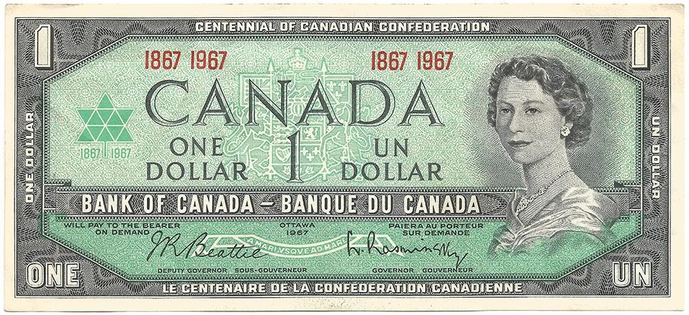 CANADA 1967 ONLY Uncirculated "CONFEDERATION CENTENNIAL" Commemorative $1 Note