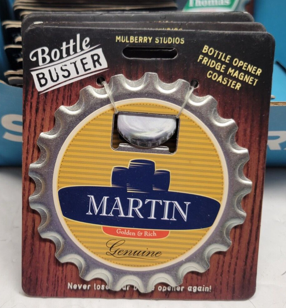 MARTIN PERSONALIZED MULTI GADGET BOTTLE OPENER MAGNET COASTER NEW - U