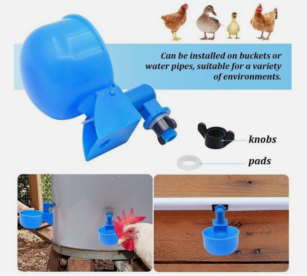 20PCS Automatic Water Cups Poultry Drinker Waterer Chicken Duck Quail Drinking
