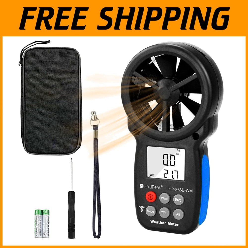 Professional Digital Anemometer - Wind Speed, Temp, Humidity