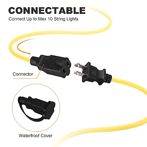 100FT Construction String Lights, 100W 11 Bulbs Work Lights with 100 FT -cover