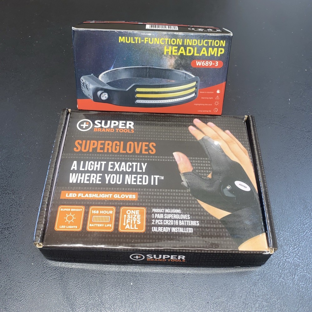Multi Function Induction Headlamp W689-3 LED, Supergloves LED light-New In Box
