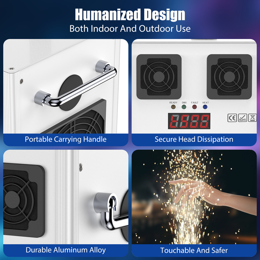 Large Cold Spark Machine 700W DMX Stage Firework Machine 6.6-9.8ft Wedding