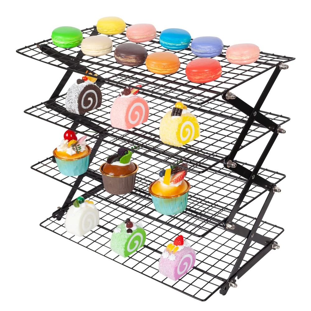 PowerKing Upgraded Collapsible 4-Tier Cooling Rack, Adjustable Stackable Non-...