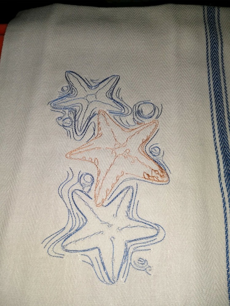 CUSTOM EMBROIDERED KITCHEN TOWELS - STARFISH