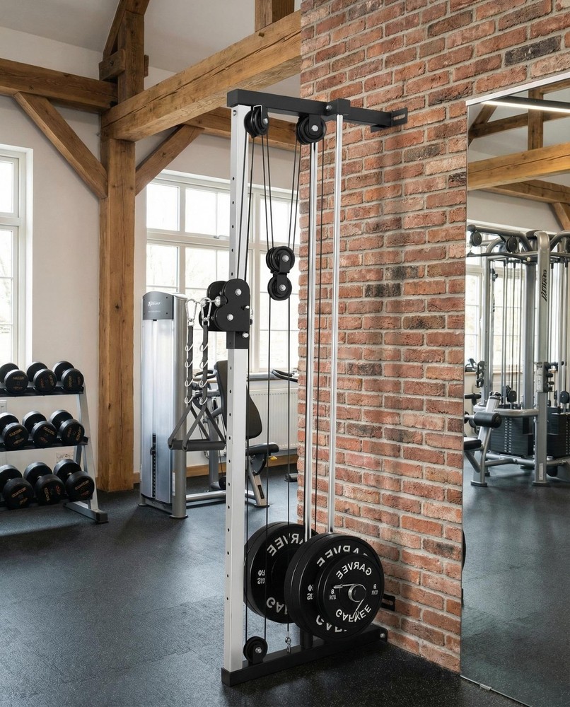 Wall Mount Cable Station Dual Pulley Cable Crossover Machine 19 Adjust Positions