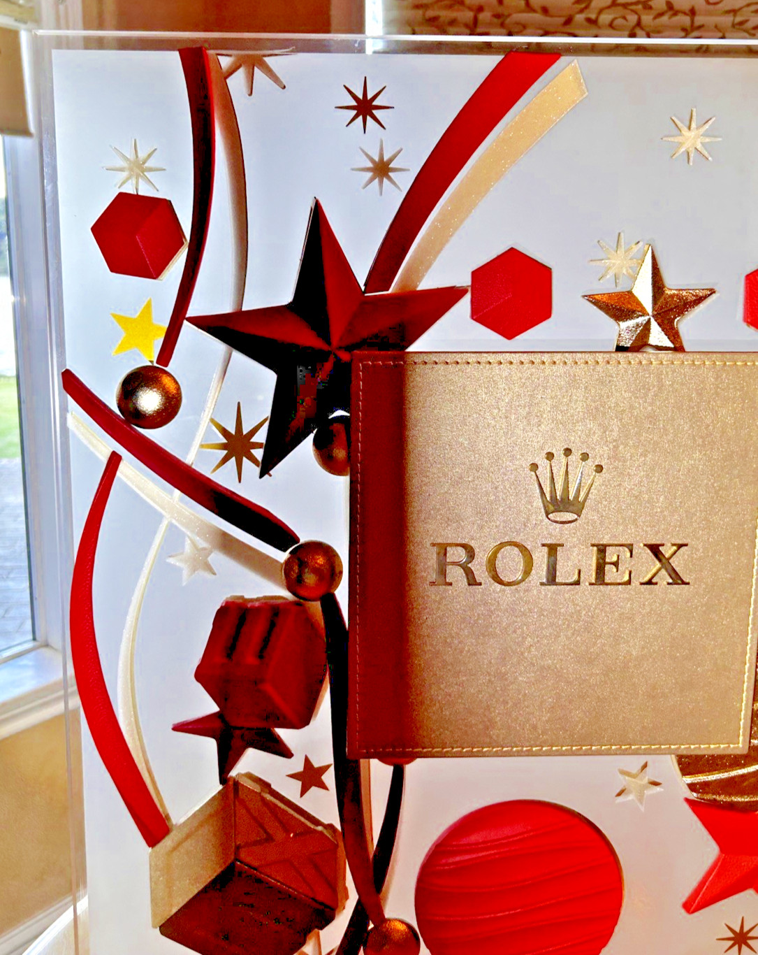 ROLEX STANDING RED AND GOLD CELEBRATION ADVERTISING DISPLAY ADVERTISEMENT