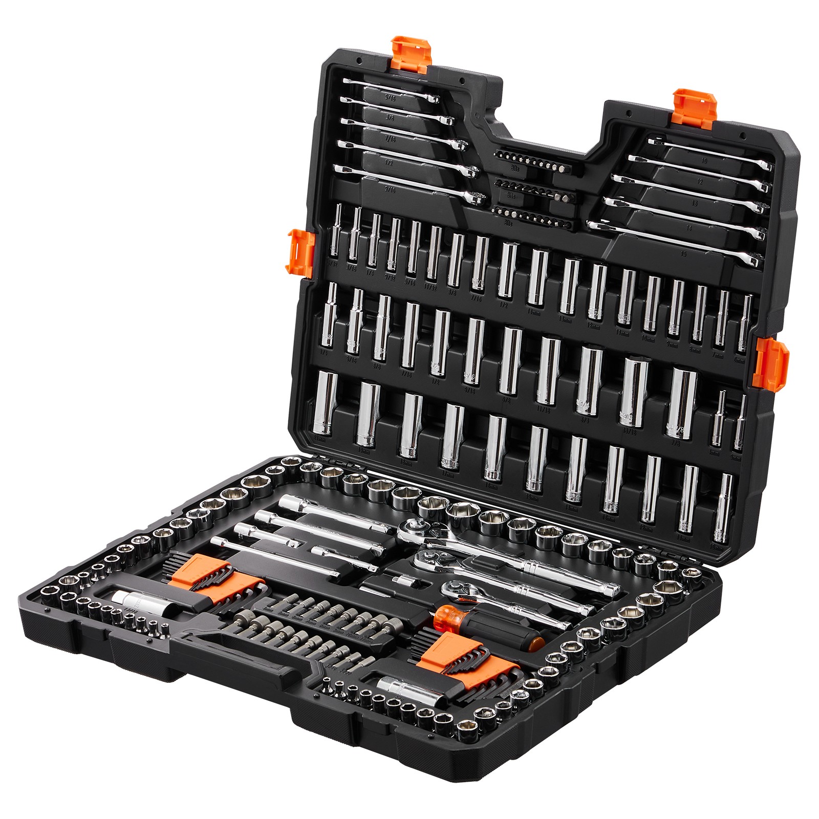 VEVOR Mechanics Tool Set and Socket Set 1/4in 3/8in 1/2 in Drive Sockets 205Pcs