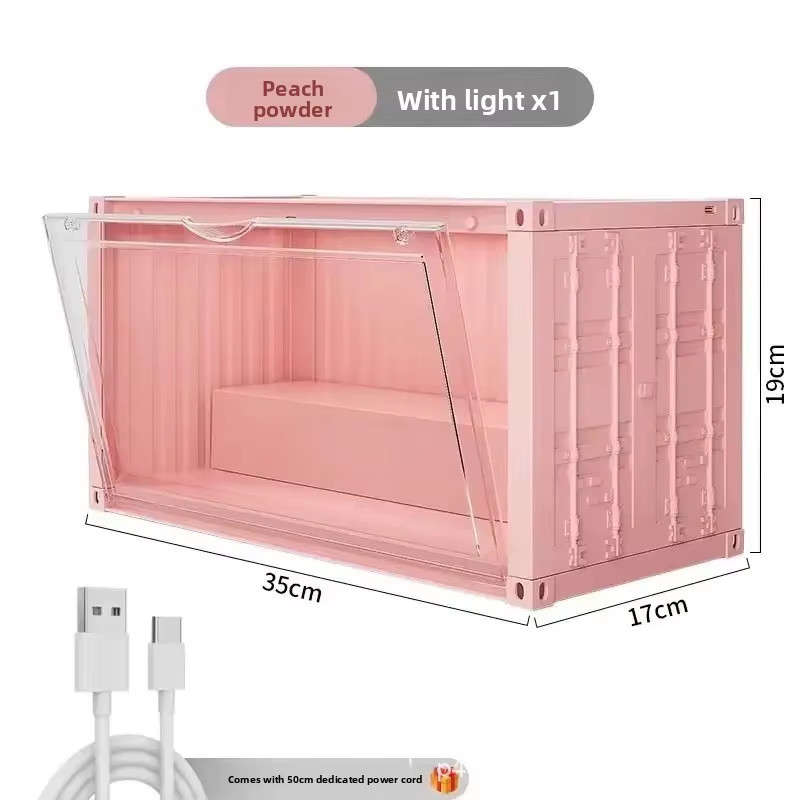 Lighted Dustproof Blind Box Display Stand Container-Style Illuminated Labu Stora