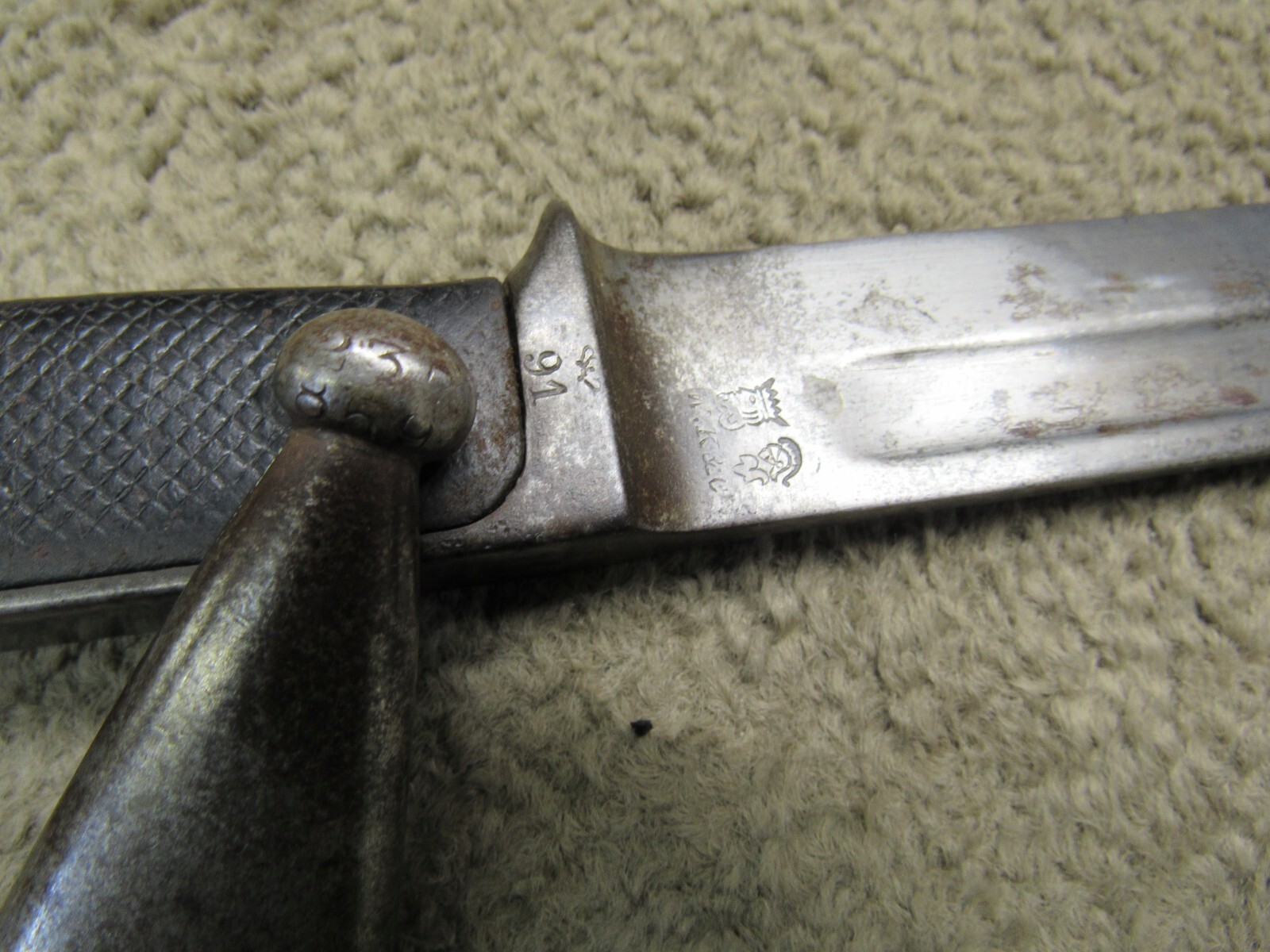 Danish M1889 Krag Jorgensen Bayonet w/ Scabbard Dated 1891 WK & C Mfg