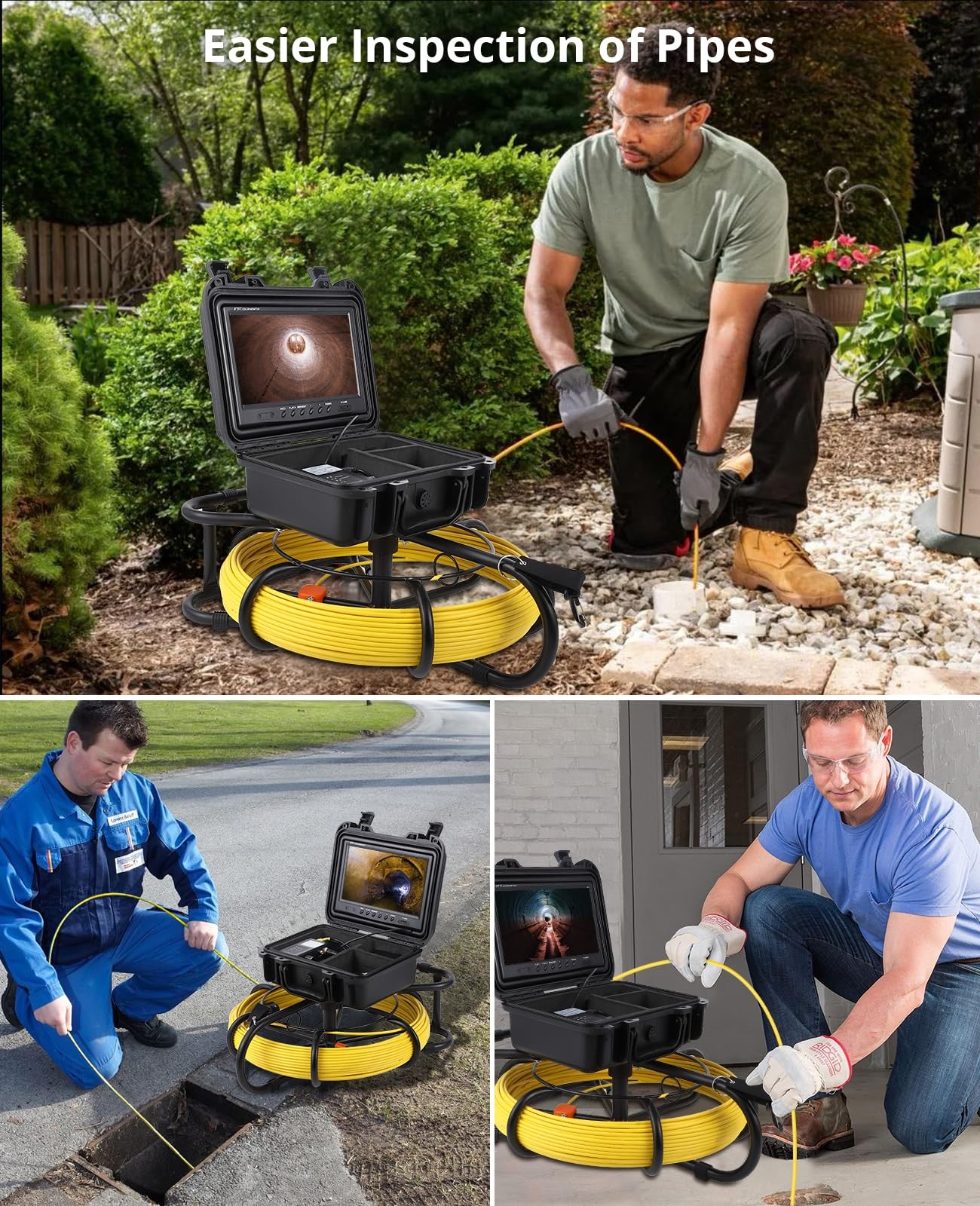 Sewer Camera with 512Hz Locator, 165FT/50M Pipe Inspection Camera with 9"