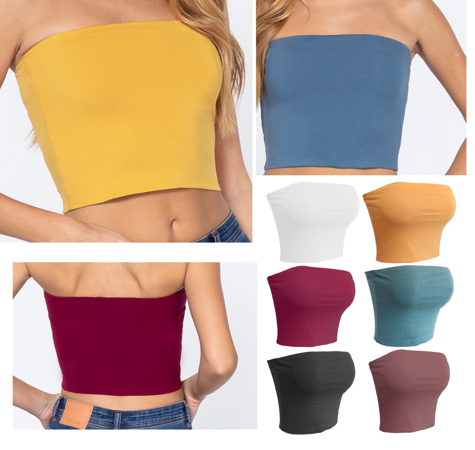 Jersey Cropped Double Layered Cotton Blend Tube Top