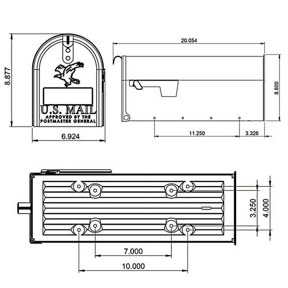 Architectural Mailboxes Elite Galvanized Steel, Medium, Post-Mount Mailbox in Bl