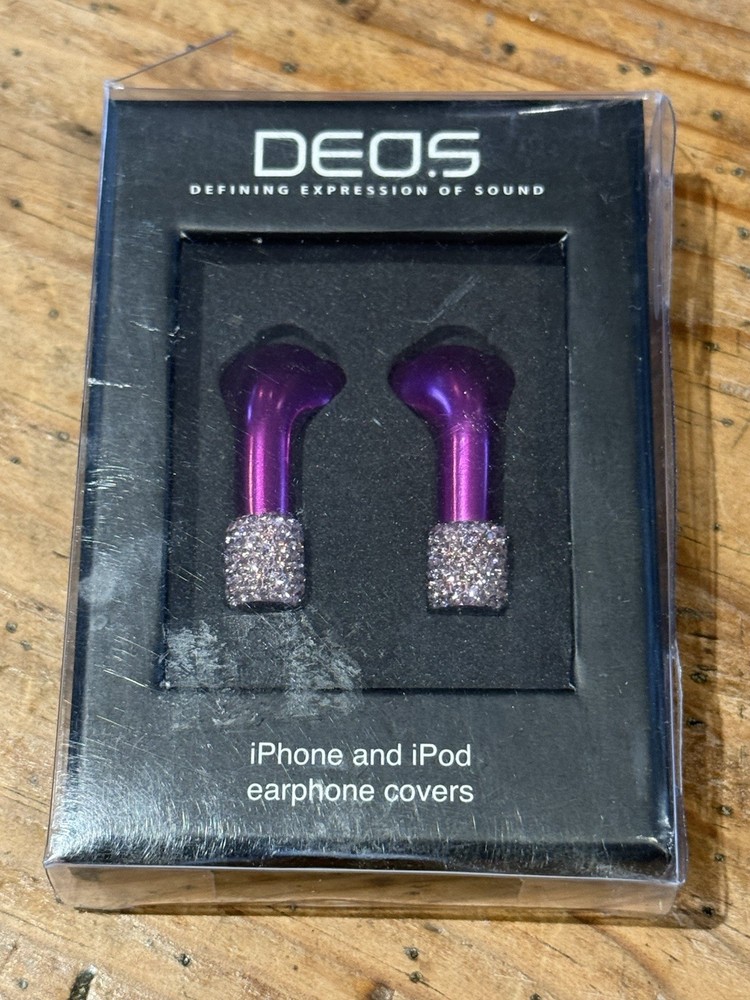 DEOS iPhone & iPod Earphone Covers PURPLE Swarovski Elements NWT