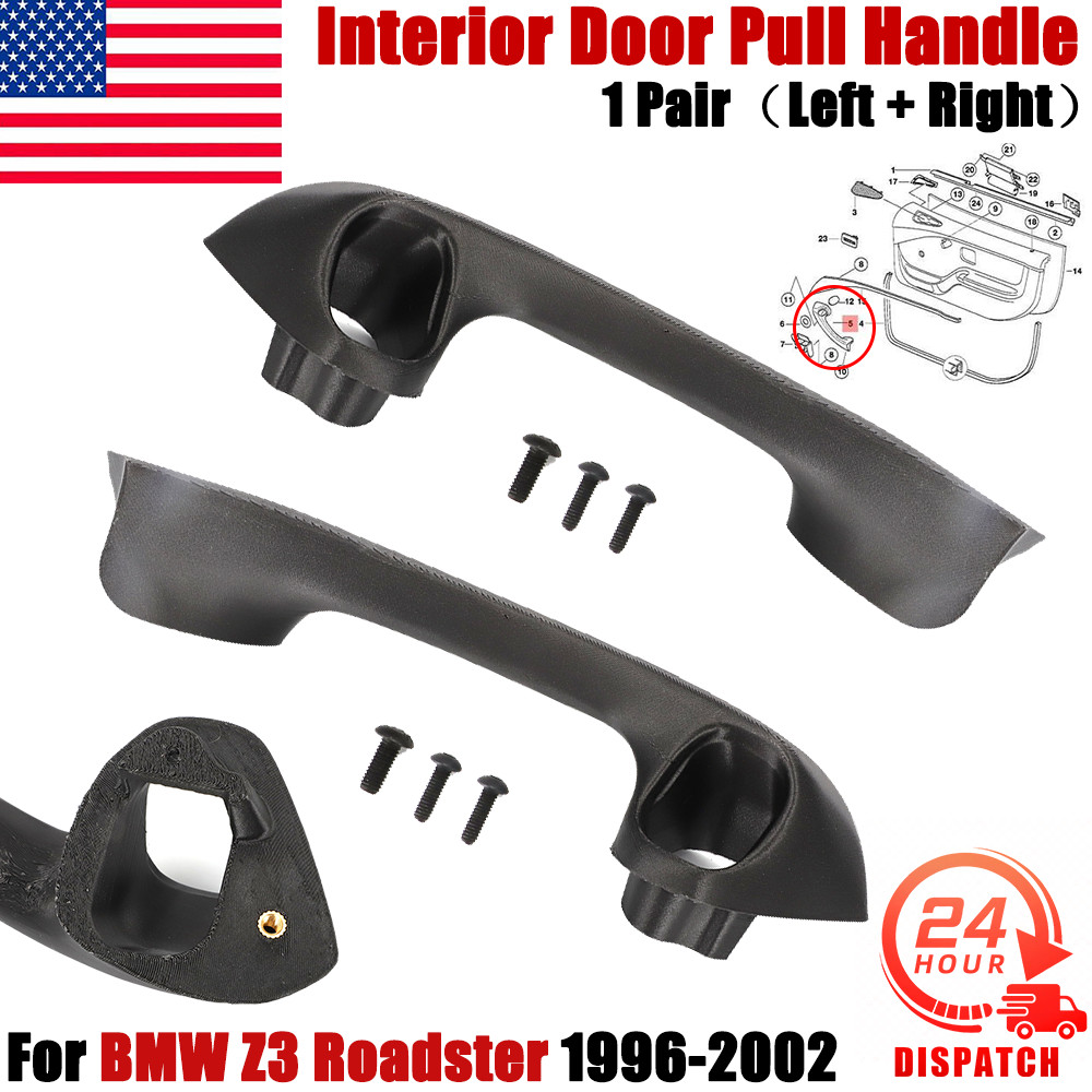 For BMW Z3 Roadster 1996-02 Interior Door Pull Handle Left + Right Black 1 Pair