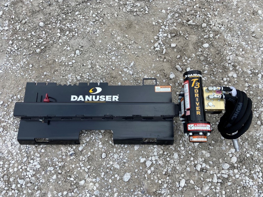 Danuser T3 Offset T-Post Driver Skid Steer Attachment 3"Diameter Oil Field Posts