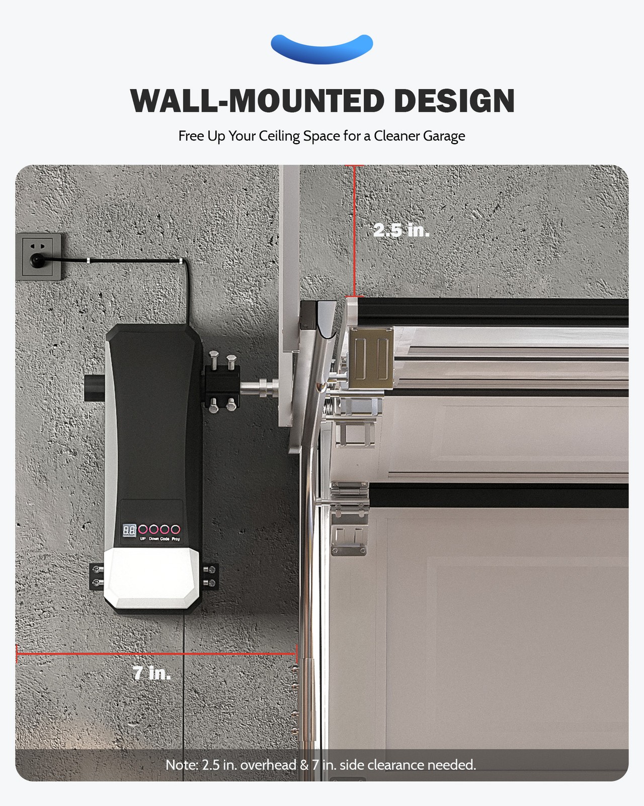 ZUMI Wall Mount Automatic Garage Door Opener with Remote Controls IR Sensors
