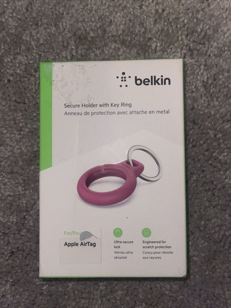 Apple AirTag Pink Secure Holder With Key Ring