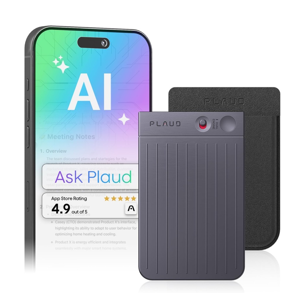 Plaud Note AI Voice Recorder, Voice Recorder w/Case, App Control, Transcribe ...