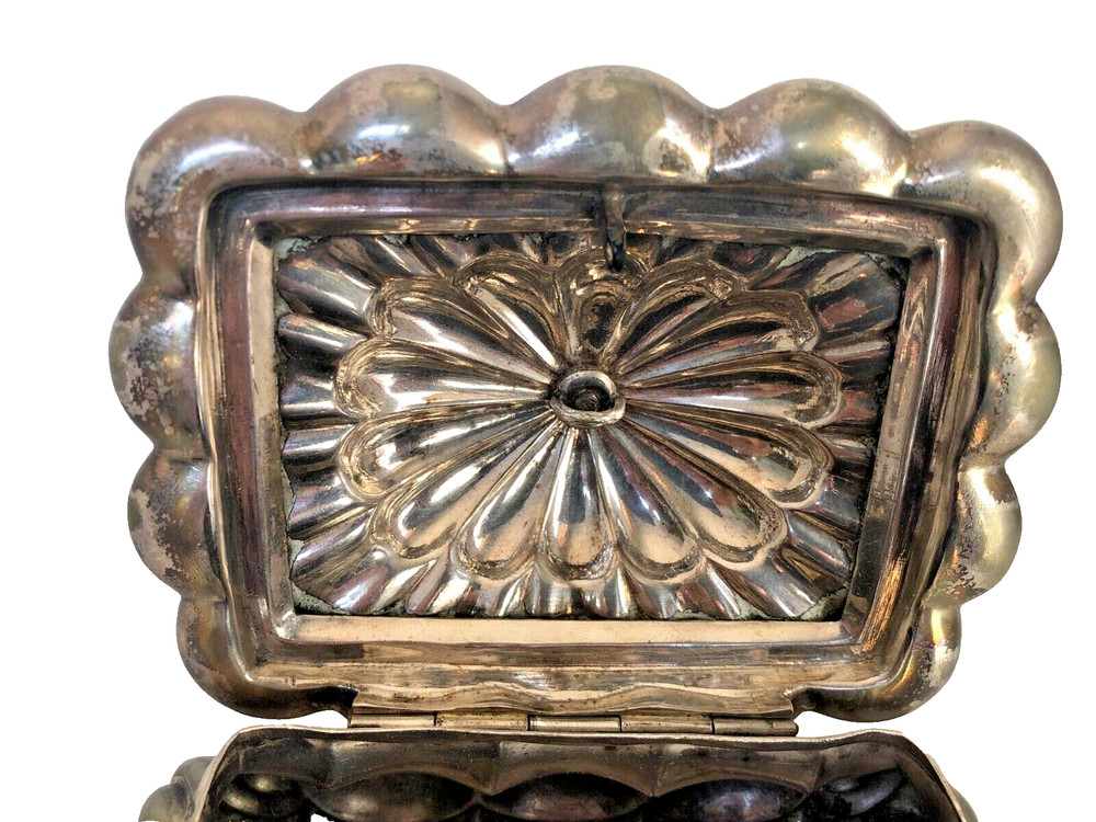 Antique Silver Plated Brass Sugar Box