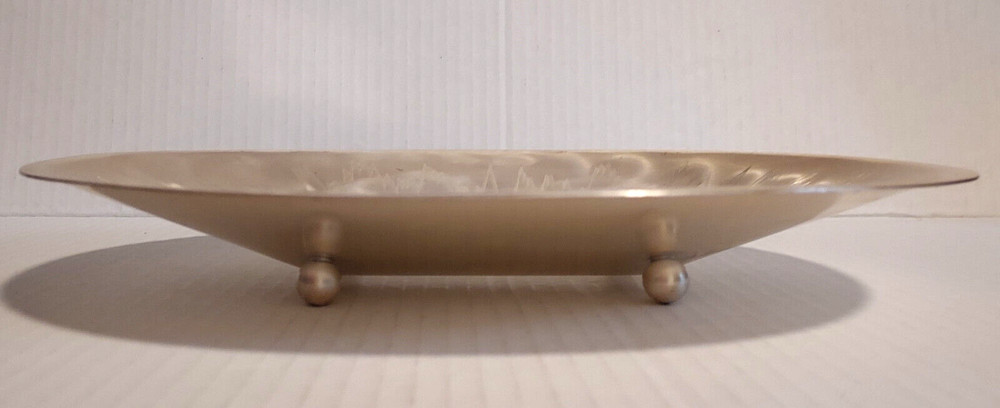 WMF-IKORA Oval Silver Plate Footed Tray Swirl Brush Retro 8" x 10.25"
