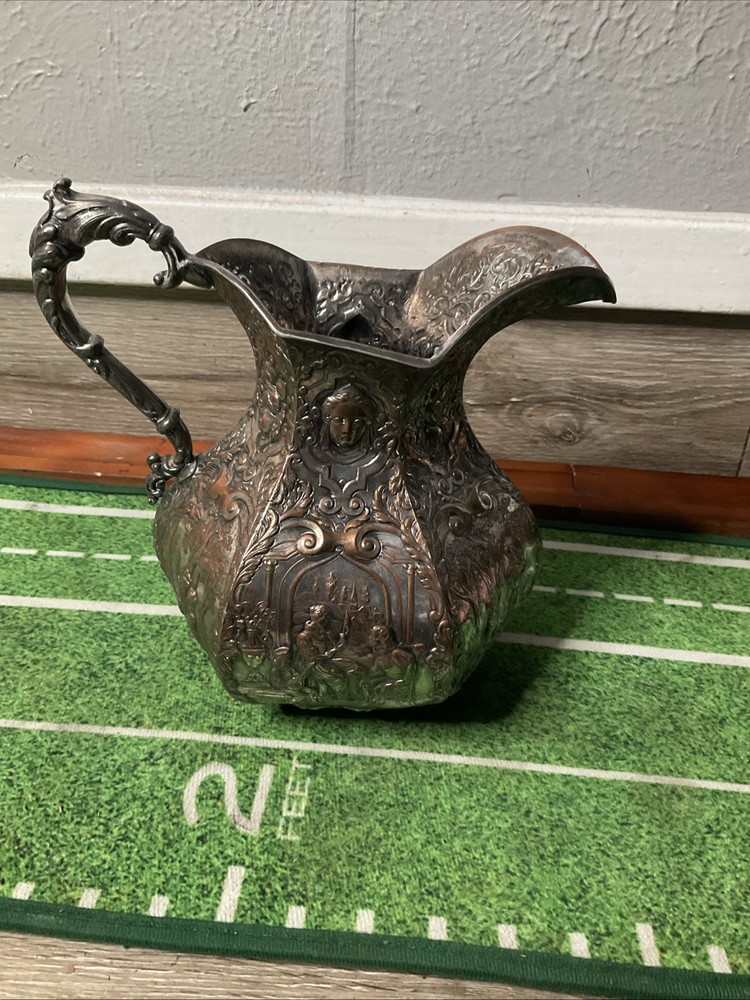 SILVERPLATE on Copper PITCHER Dutch Colonial