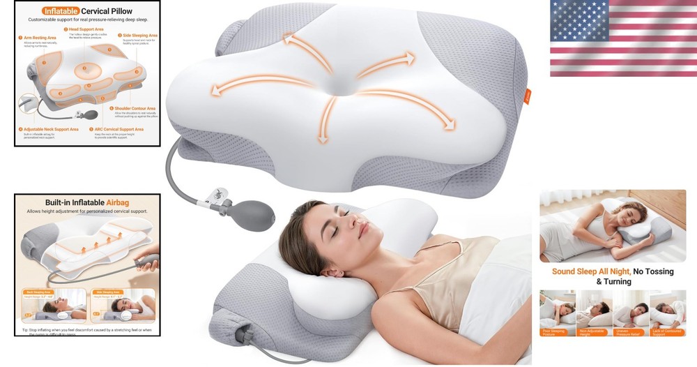 Adjustable Inflatable Cervical Neck Pillow – Ergonomic Comfort for Deep Sleep