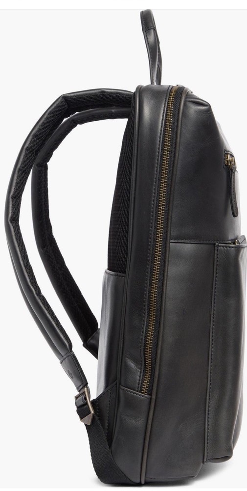Johnston & Murphy Leather Backpack Computer Bag Slim Lightweight Commuter * NWT