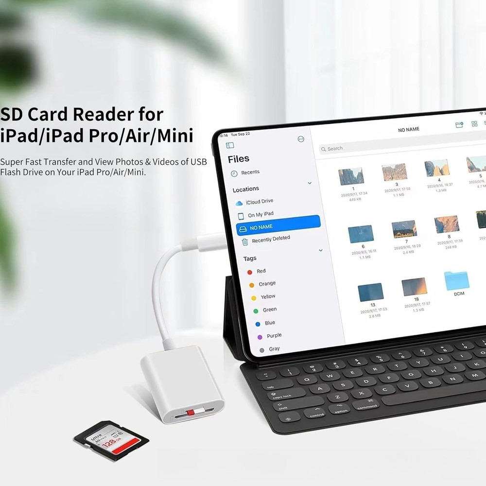 USB C SD Card Reader for iPhone 16/15 Pro Max/Plus, USB-C to SD/TF, White
