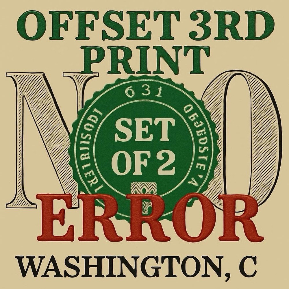 OFFSET THIRD PRINT ERROR Serial #’s & Treasury Seal MISALIGNED SET OF TWO 💵💵